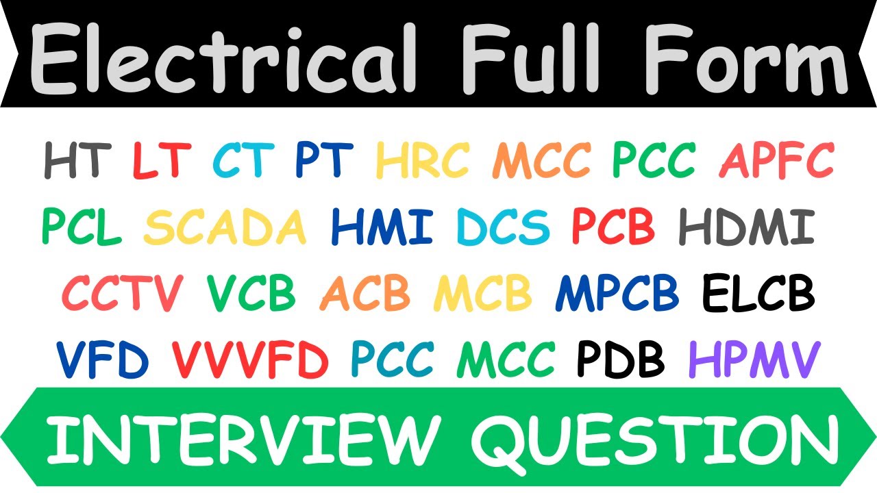 Electrical full forms Electrical Interview Question Electrical Abbreviations