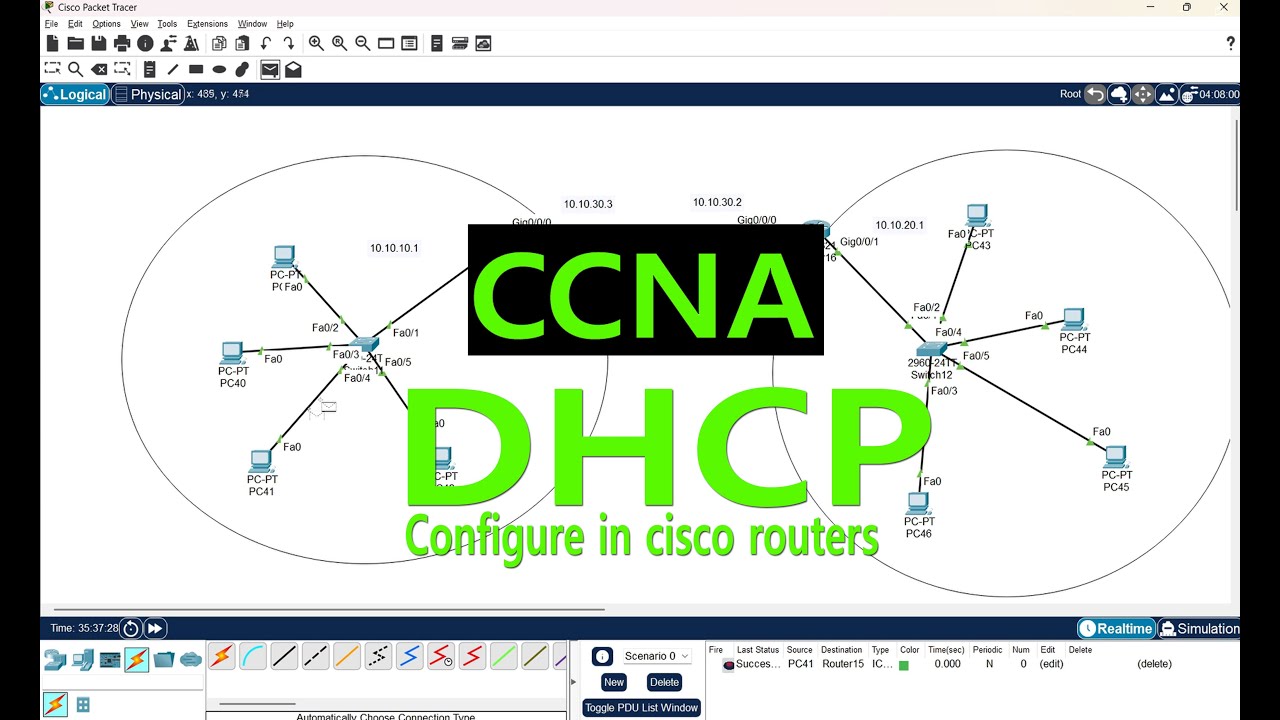 How to Configure DHCP in CISCO routers | DHCP Server in Packet Tracer ...