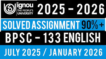 BPSC 133 SOLVED ASSIGNMENT 2025-26 | BPSC 133 SOLVED ASSIGNMENT 2025-26 IN ENGLISH | BPSC 133