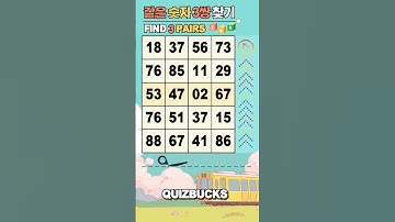 Find 3 Pairs of Identical Numbers 🎲 | 같은숫자찾기