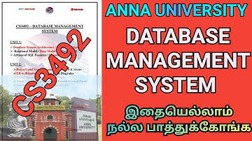 Engineering 2nd Year Database Management System Important Questions | Anna University CS3492 | DBMS
