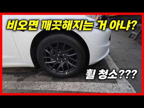 테슬라 휠 청소?? 1년 안하면 얼마나 더러울까?
