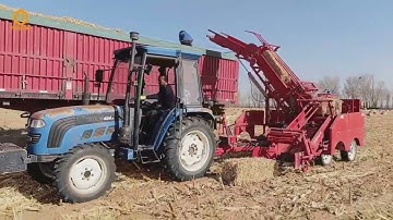 New-style tractor-towed square bale automatic pick-up and loading machine for cornstorw part three