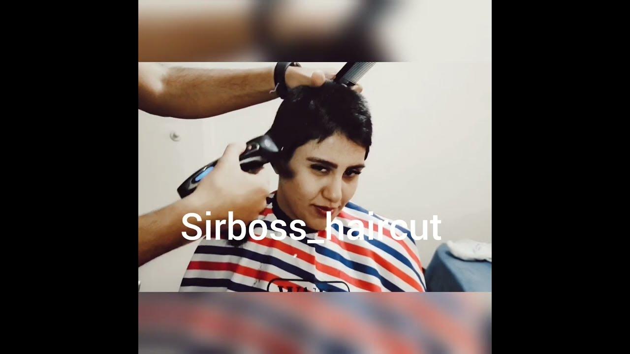 girl headshave in barbershop by barber 💈 - YouTube