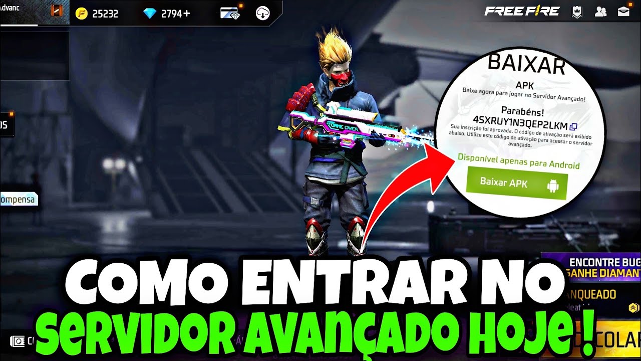 COMO ENTRAR NO SERVIDOR AVANÇADO DO FREE FIRE ! COMO CONSEGUIR CODIGO DE  ATIVAÇÃO 2023 ! 