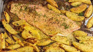 Greek-Lemony Salmon & Potatoes Ready In Under An Hour