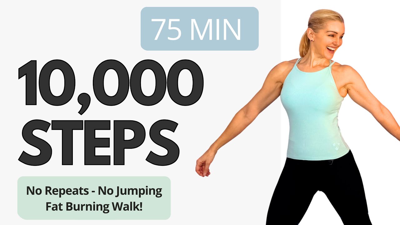 75 Minute 10,000 Step Workout 🌸 No Repeats, Full Body Fat Burn