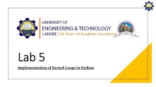 Experiment 5 | Intro to Computing Lab | University of Engineering and Technology, Lahore, Pakistan