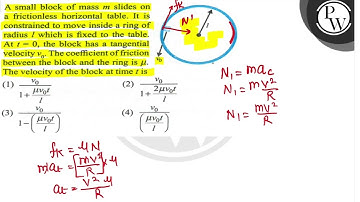 A small block of mass \( m \) slides on a frictionless horizontal table. It is constrained to mo...