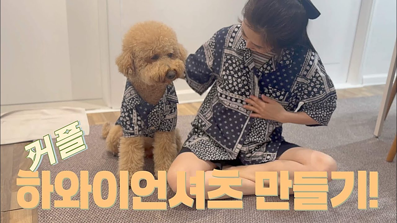 강아지와 커플 하와이안 셔츠 만들기! 보호자와 반려견 커플룩! #강아지옷 #커플룩