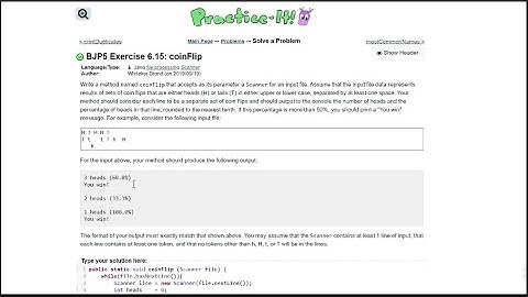 Java Practice It || 6.15 coinFlip || file processing, nested while loop, scanners, String.format()