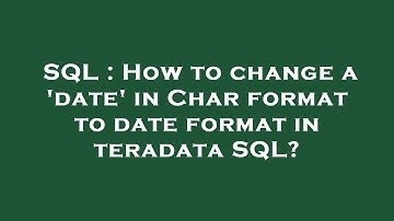 SQL : How to change a 