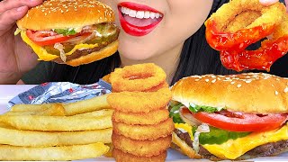 ASMR Burger King WHOPPER CHEESEBURGER & ONION RINGS 먹방 Eating Sounds MUKBANG (No Talking)