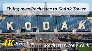 Flying over Rochester to Kodak Tower (Rochester, NY) • 4K Drone Tour