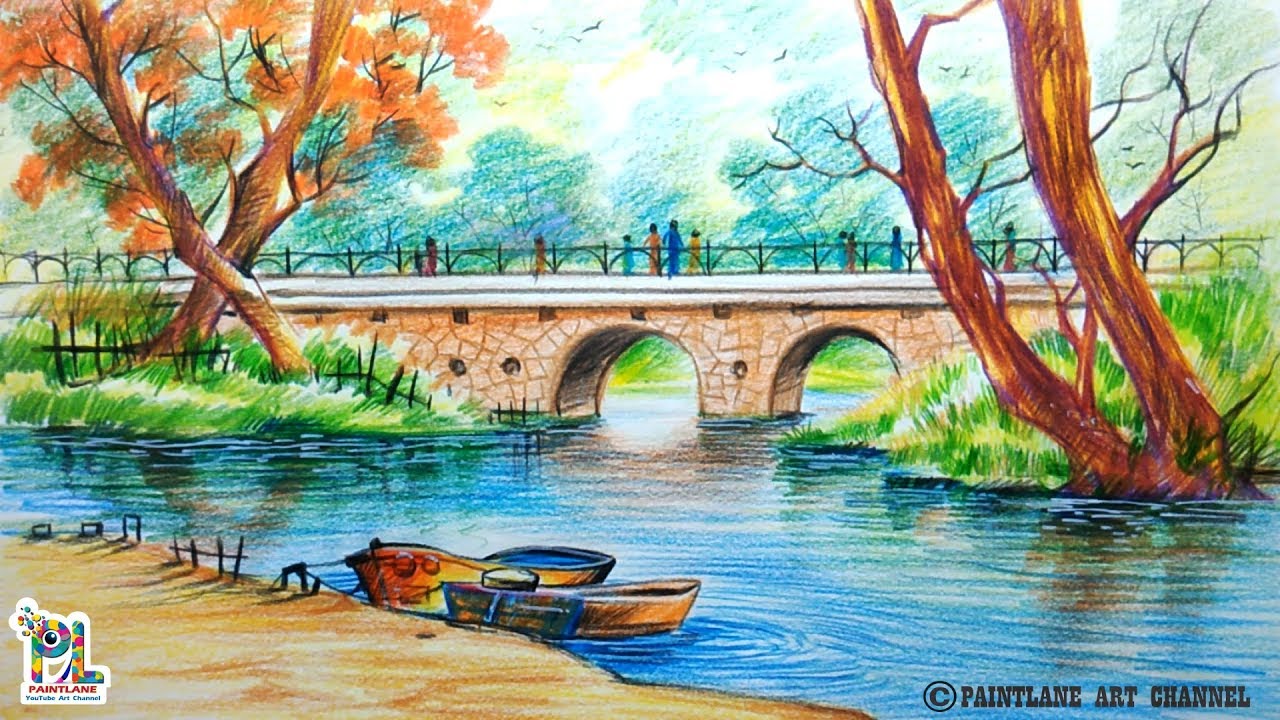 Ilustration River sketch drawing color for Girls