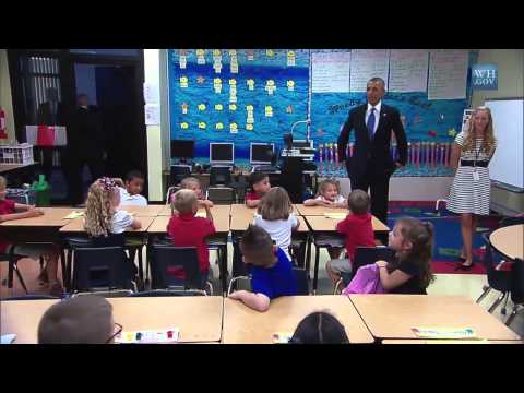 President Obama Talks with First-Graders at Tinker Elementary School