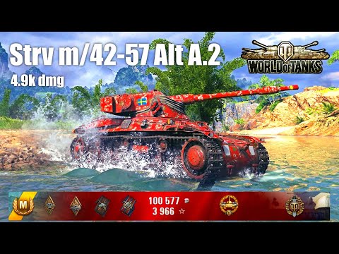 Strv m/42-57 Alt A.2, 4.9K Damage, 6 Kills, Pearl River - World of Tank ...