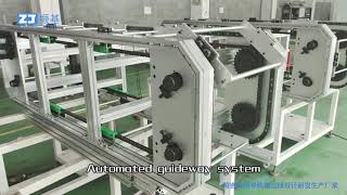Automated guideway system. Vertical double track circular guideway, automated conveyor equipment