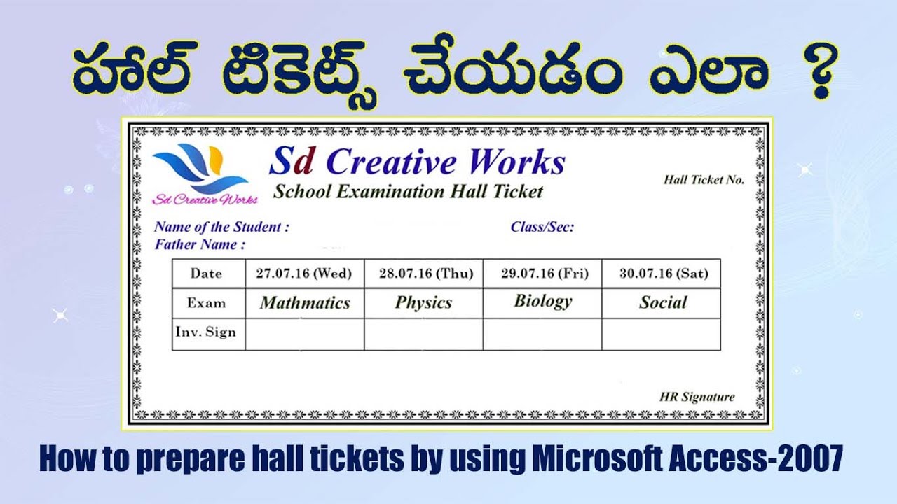 how to prepare hall tickets database using microsoft tickets format