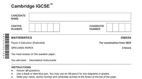 (Part3)Paper 4-specimen paper Cambridge IGCSE calculator (Extended)0580/04 For examination from 2025