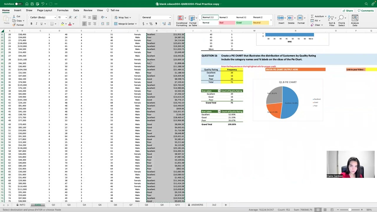 QMB 3200 Q5 Pivot Table, Anova, Test Statistics and P Value