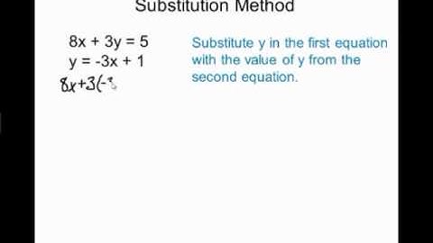 Systems of Linear Equations - Substitution / Replacement Method - MrEMathVideos