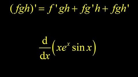 Product rule three functions:  derivation and example of using the product rule for three functions.