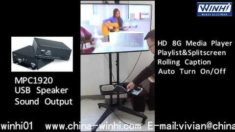 WINHI MPC1920: HD Media Player work with USB Speaker Demo Video