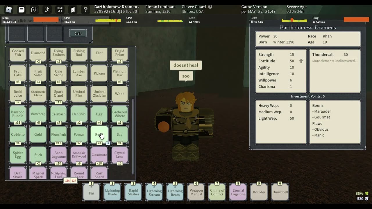 Deepwoken Redd fruit effect YouTube