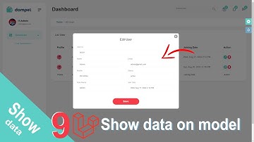 Show data on model for edit all user Laravel 9 | Sample Template