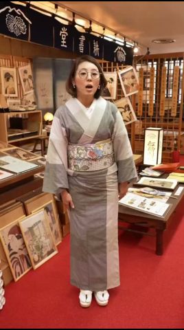 東京キモノショー搬入日の着物コーディネート *・.。*【着物】單衣・伊勢木綿【帶】鹽瀬名古屋帶