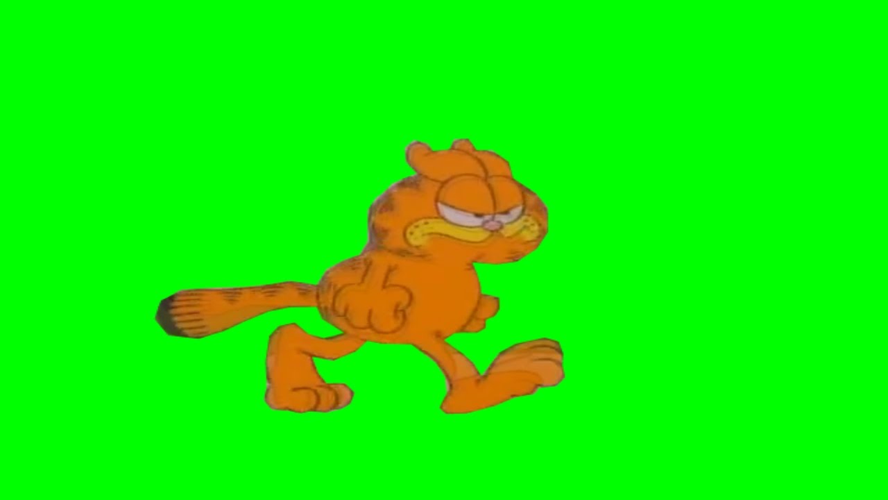 Download Garfield Grouchy Walk Cycle (Green Screen)