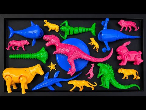 Cleaning: dinosaurs, Bloop, El Gran Maja, Sea Eater, lobster, cow, camel, rabbit, lion, tiger
