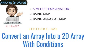Convert an Array Into a 2D Array With Conditions | With Dry Run | Leetcode 2610