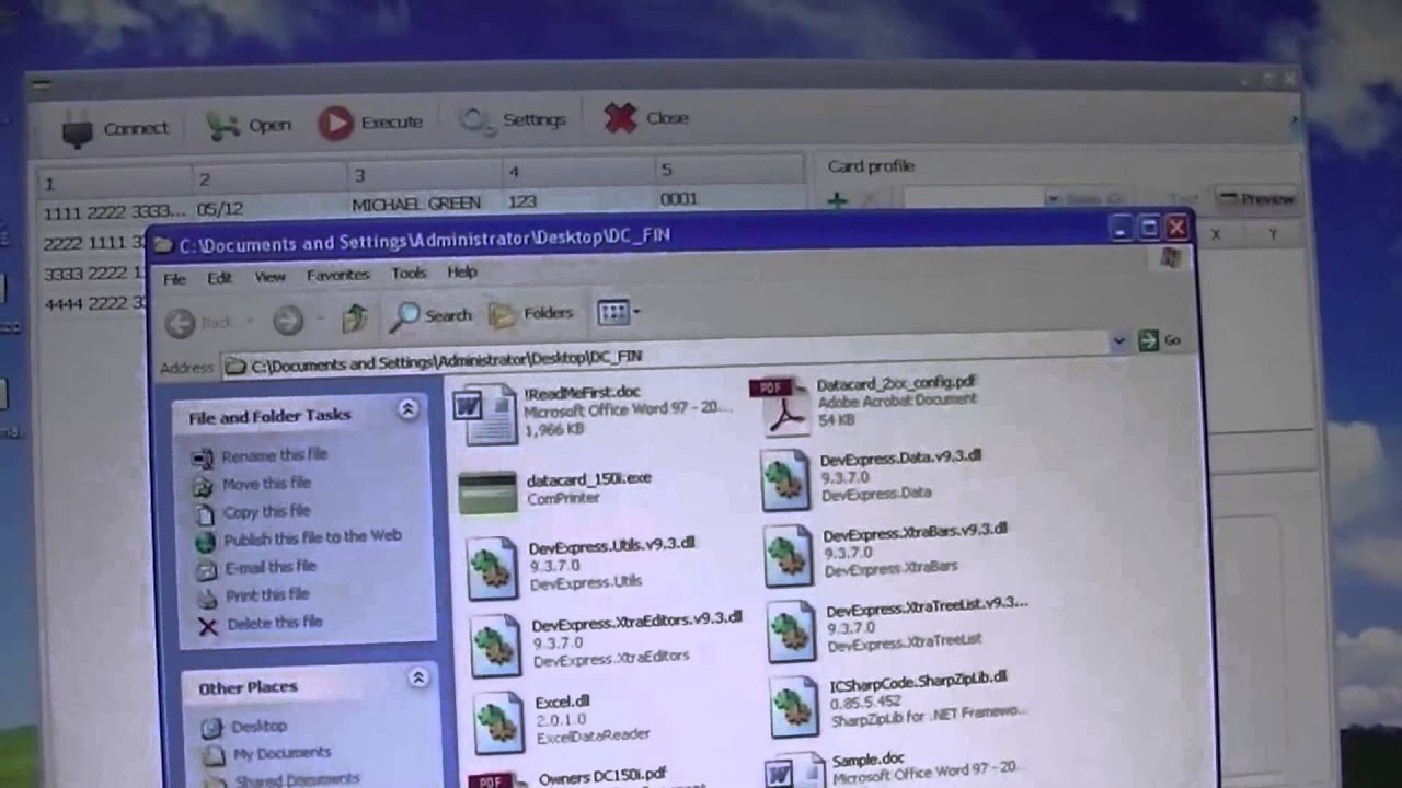 datacard 150i software