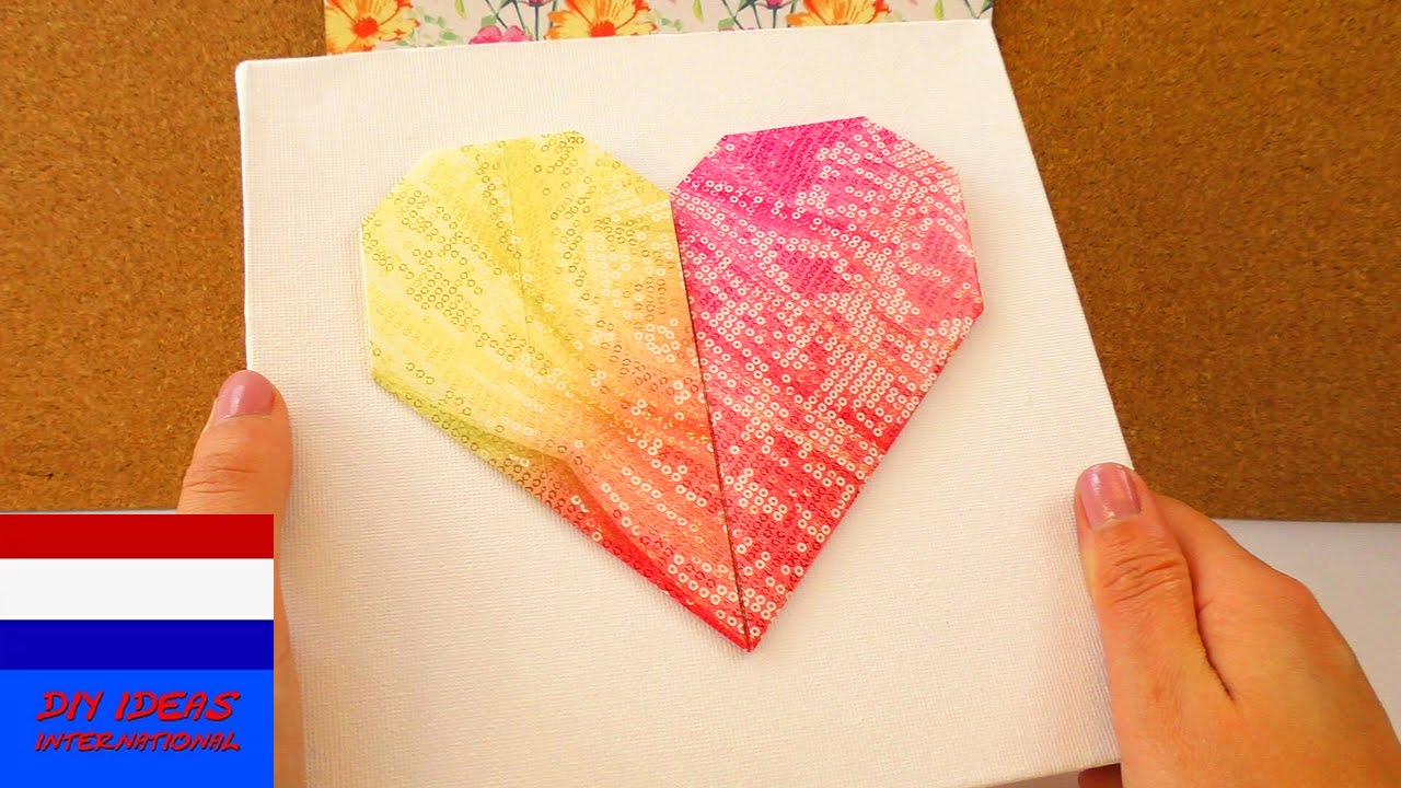 Wonderbaarlijk DIY origamihart op doek | leuk decoratie- & cadeau-idee ND-81