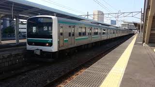 E501系K703編成水戸行き普通列車 勝田駅2番線 発車【水戸・勝田５】