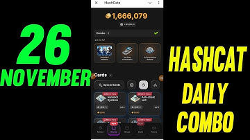 Hashcats Daily Combo 26 November | Hashcats Combo Today Card | hashcats airdrop | daily combo