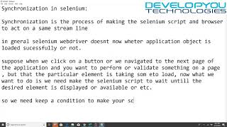 Synchronization in selenium Part 1 @Develo