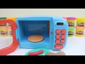 Just Like Home Toy Microwave Oven Play Kitchen & Play Doh Steak Chicken Dinner! Baby Toys