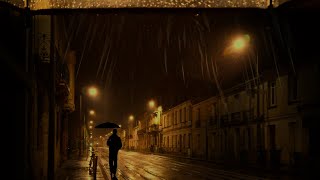 I walk alone in the pouring rain at night [3hours] Bordeaux 4k France| ASMR Rain sounds for sleeping