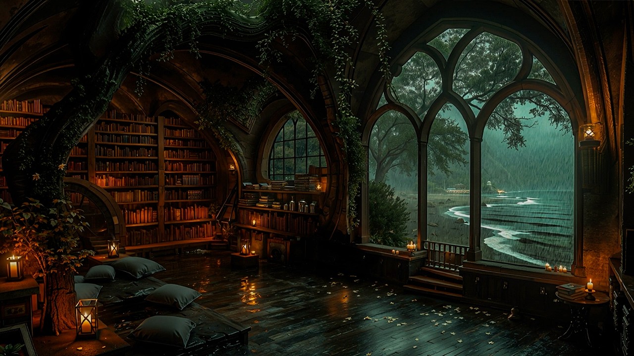 You Study Forgotten Manuscripts at the Overgrown Sea Library | Dark Academia Music for Deep Focus