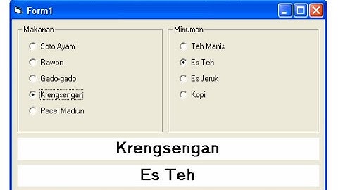 Membuat Program Sederhana (Daftar Makanan & Minuman) Menggunakan Visual Basic 6.0