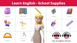 Learn English Vocabulary #38 | School Supplies | Things in the Classroom | 📏📚🖍️