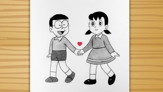 How To Draw Nobita Shizuka - Pencil Sketch Nobita Shizuka Drawing From Doraemon Pencil Drawing