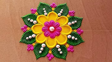 simple rangoli design. small rangoli design.Beautifulrangoli design💜💜attractive rangoli