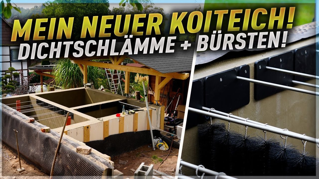 Ich baue einen kleinen KOITEICH mit DICHTSCHLÄMME und BÜRSTENFILTER