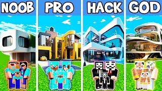 FUTURISTIC HOUSE BUILD CHALLENGE - NOOB vs PRO vs HACKER vs GOD / Minecraft Animation