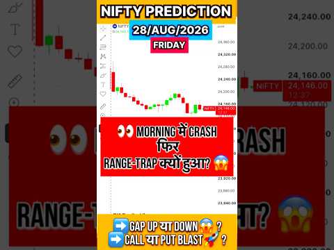 Thumbnail for 👀 MORNING में CRASH फिर RANGE-TRAP क्यों हुआ? 😱Nifty Prediction Tomorrow#niftypredictionfortomorrow