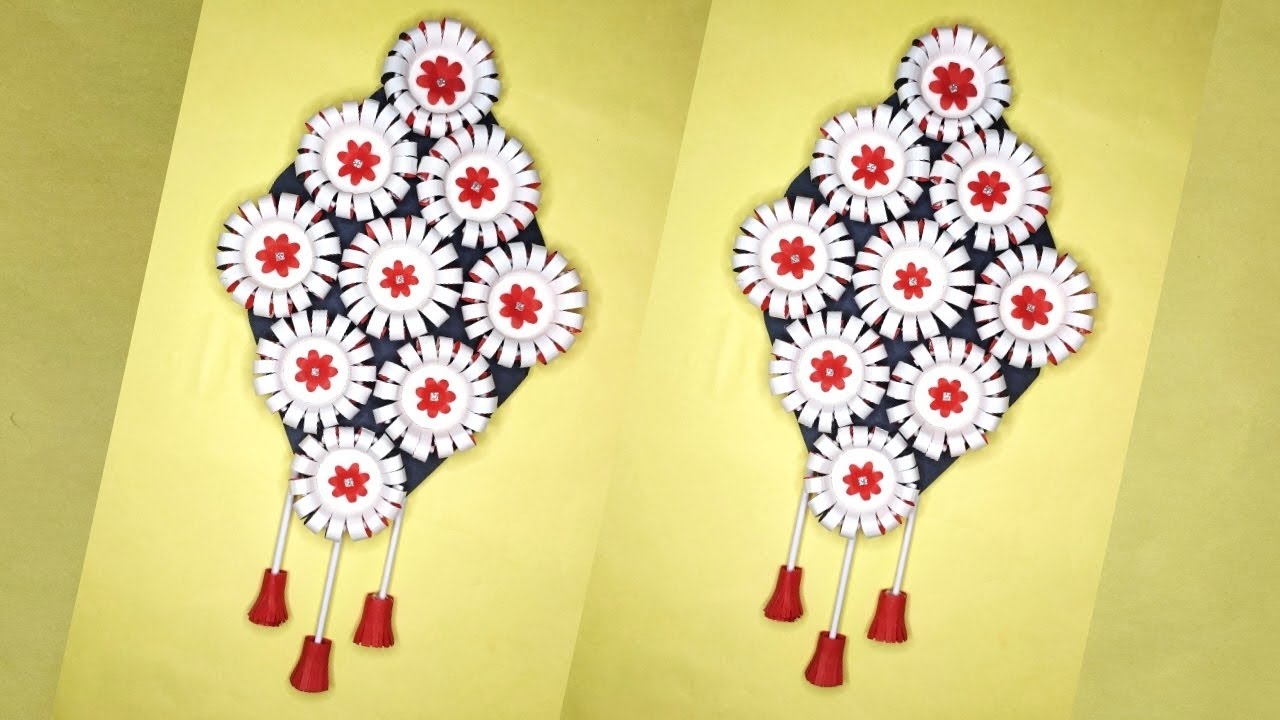 How to make wall hanging using waste paper cups! Paper cups craft idea ...